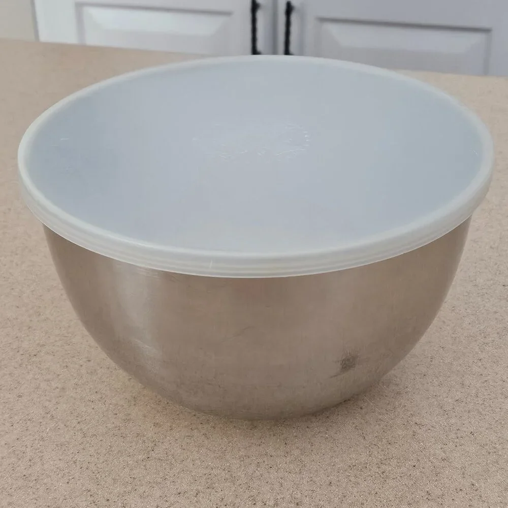 RARE VINTAGE REVERE WARE STAINLESS STEEL O RING MIXING STORAGE BOWL & LID